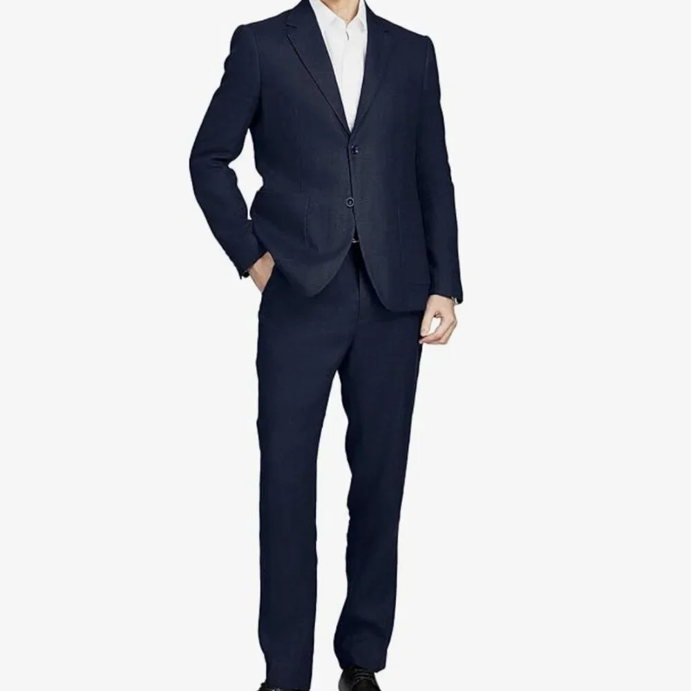 NWT NAVY 100% Linen Slim-Fit Suit, Two-Button Blazer & Slacks